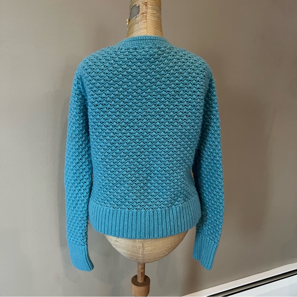 LL Bean Wool Angora Blend Thick Chunky knit Cardigan Blue Sz M Button Down - Picture 6 of 9
